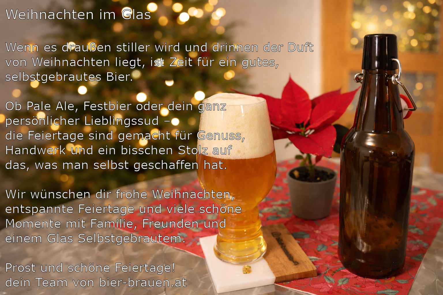 Weihnachtliche Stimmung mit selbstgebrautem Bier